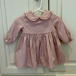 Pink and white plaid dress, comes with bloomers  - 9m